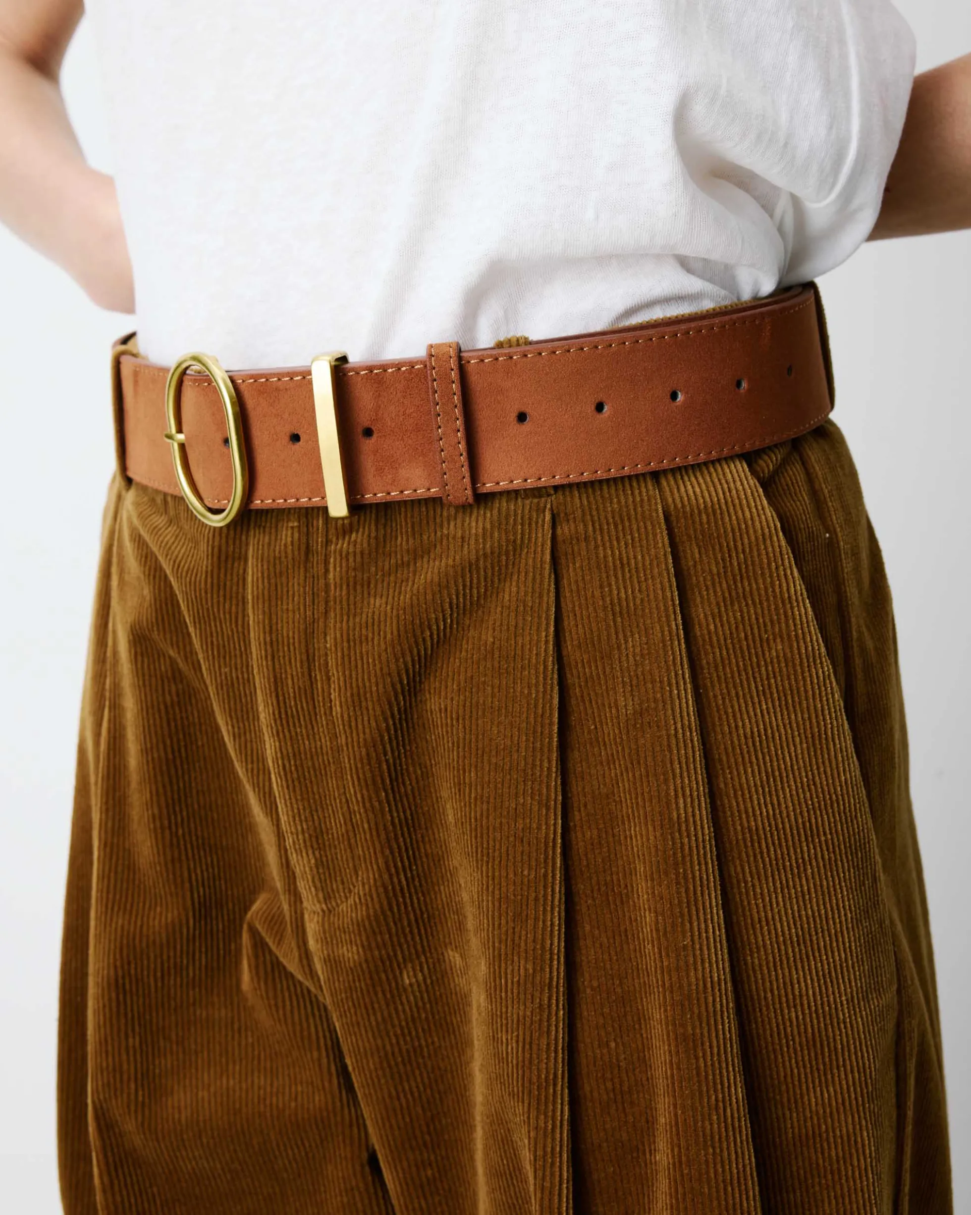 Ceinture en suédine boucle doré coffee Swinton