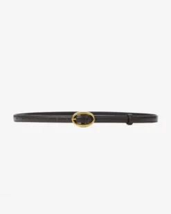 Ceinture fine en similicuir chocolat Abel