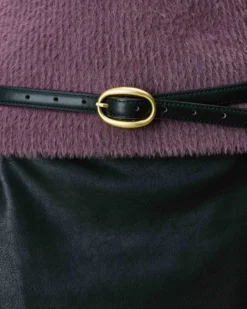 Ceinture fine en similicuir noir Abel
