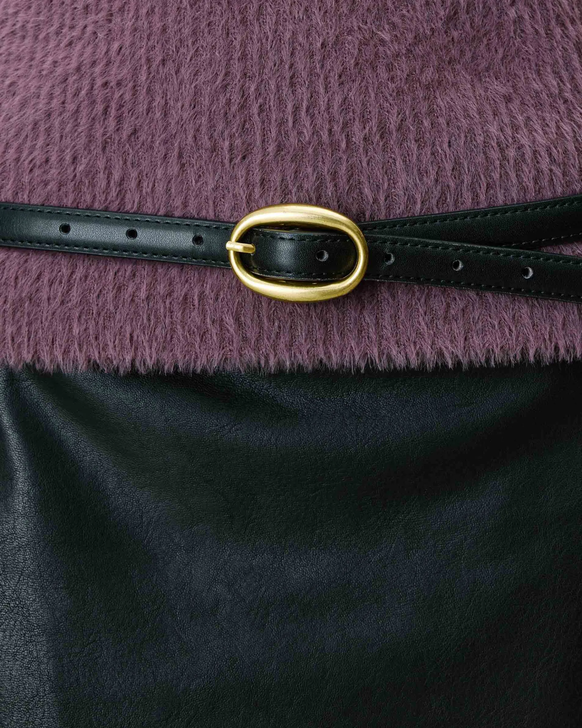 Ceinture fine en similicuir noir Abel