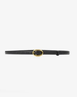 Ceinture fine en similicuir noir Abel