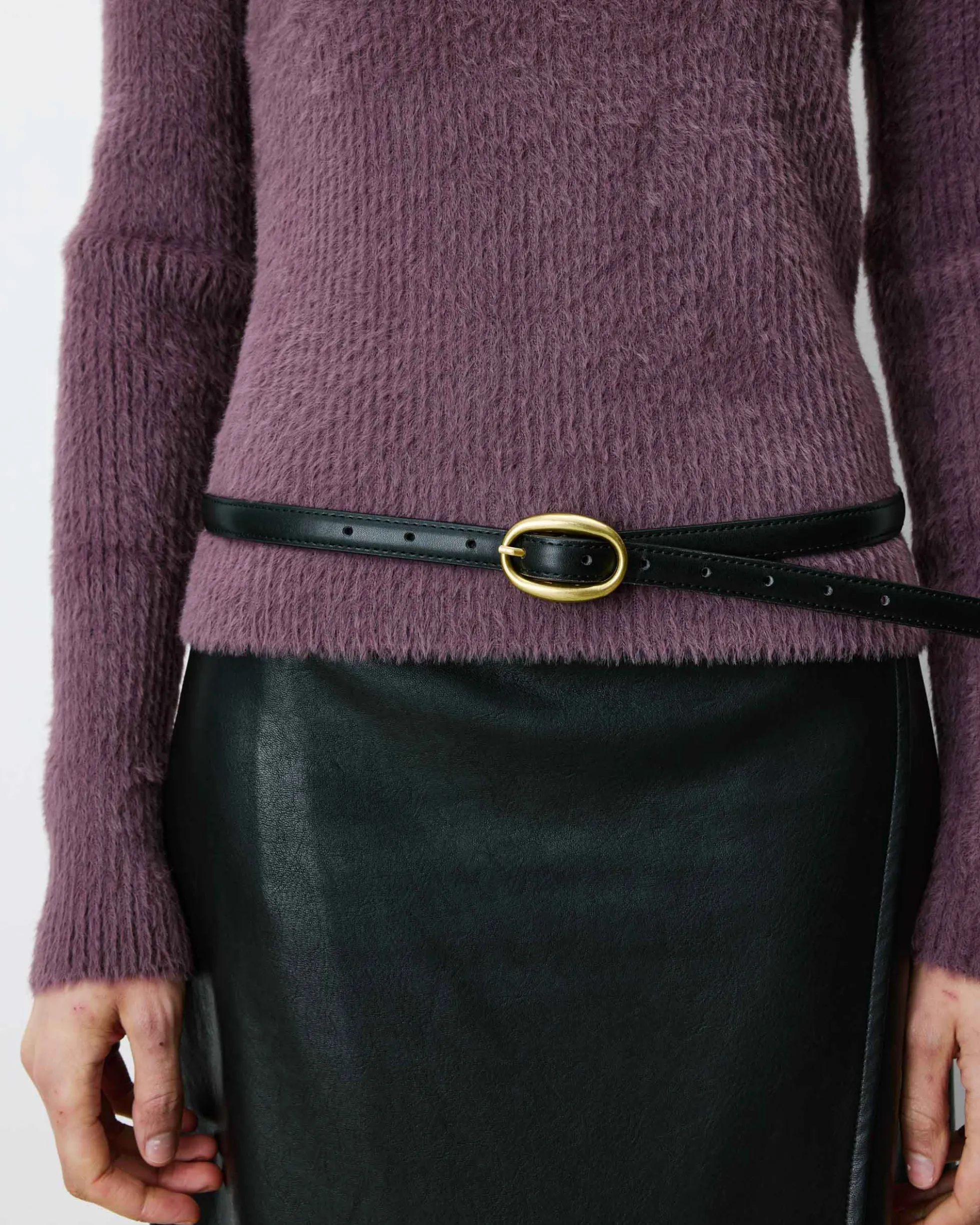 Ceinture fine en similicuir noir Abel