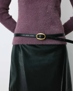 Ceinture fine en similicuir noir Abel