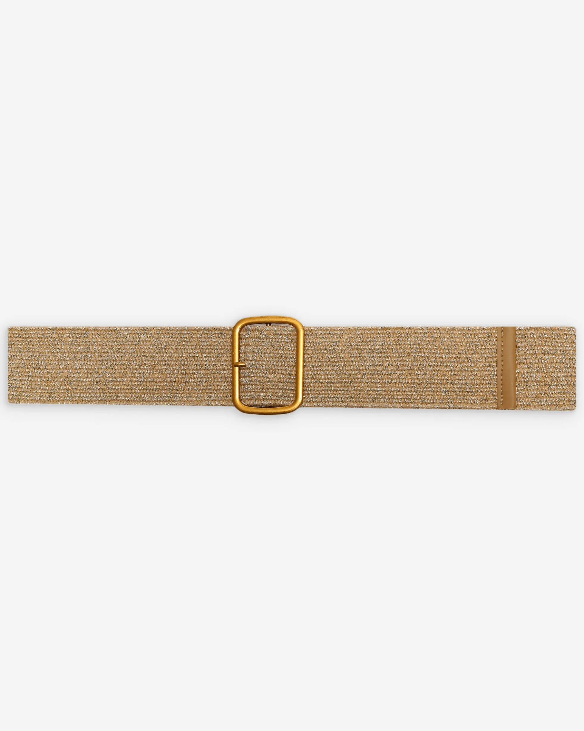 Ceinture tissée boucle carrée dorée sable Popcorn