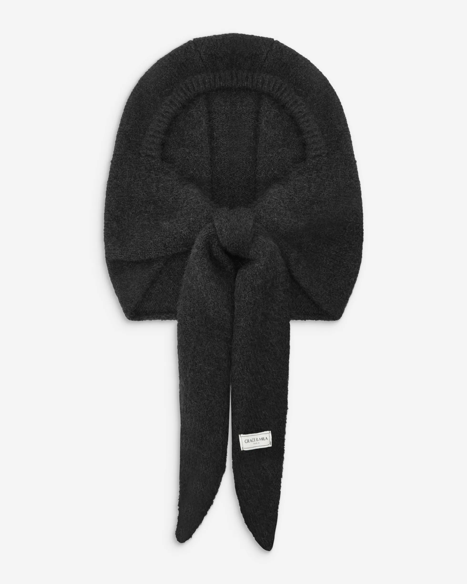 Écharpe capuche en maille tricotée noir Briony