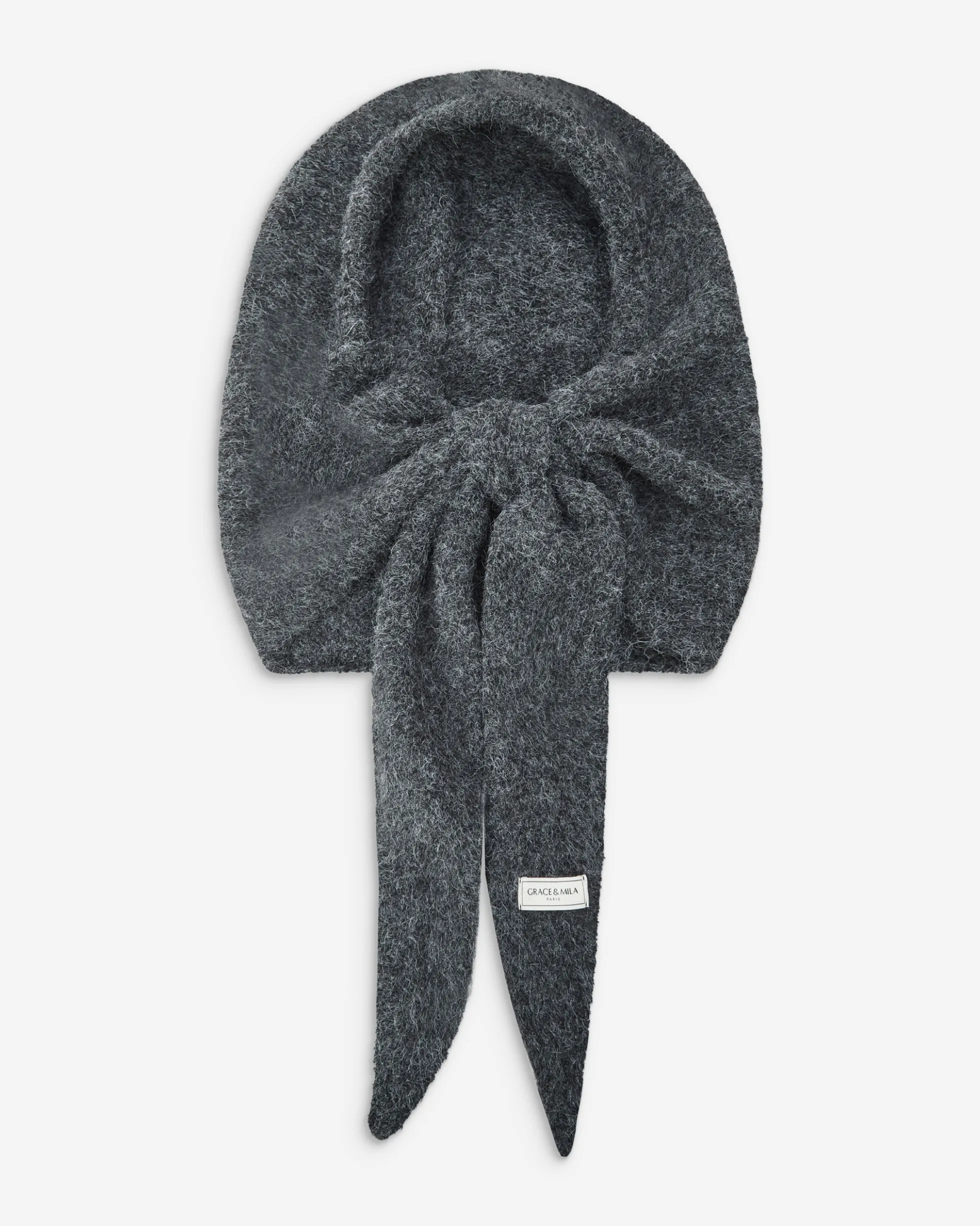 Écharpe capuche en maille tricotée anthracite Briony