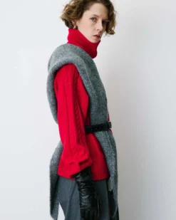 Écharpe triangulaire en maille anthracite Bonnie