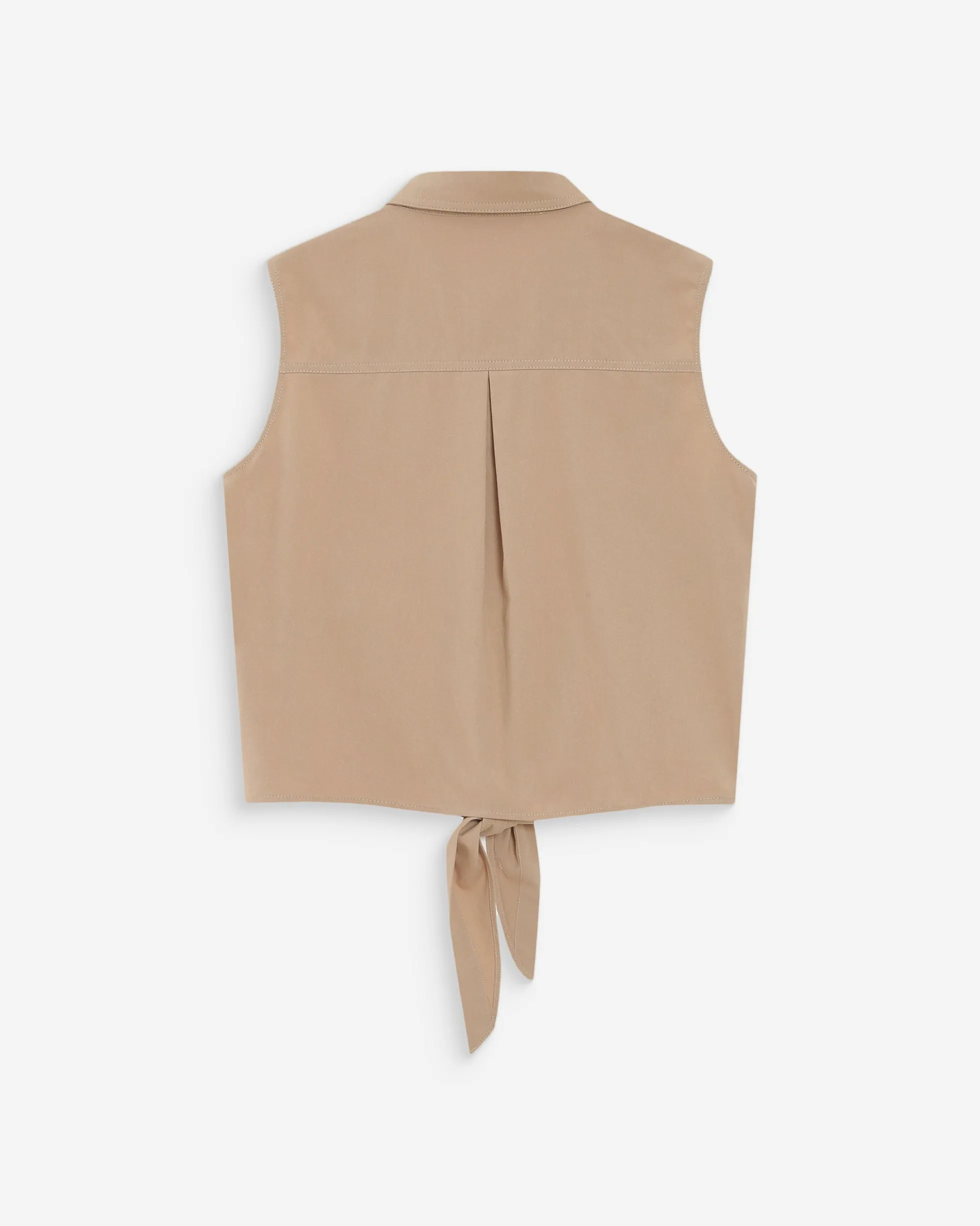 Chemise cintrée en coton à nouer devant sable Vero