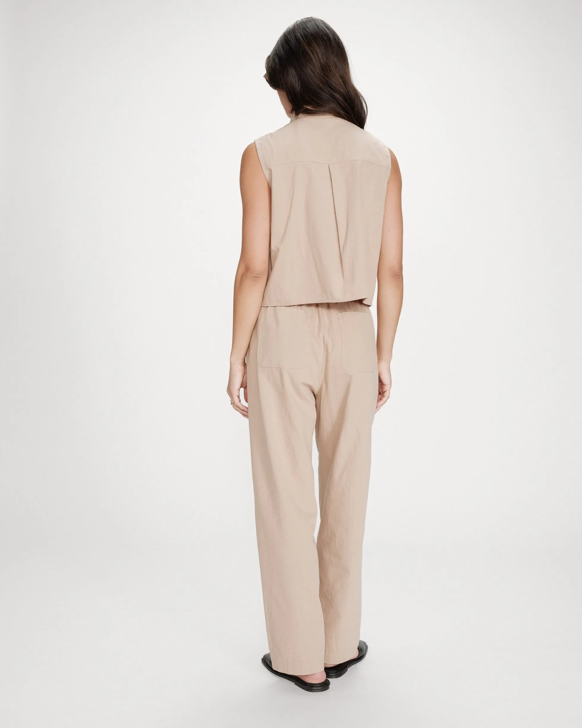 Chemise cintrée en coton à nouer devant sable Vero