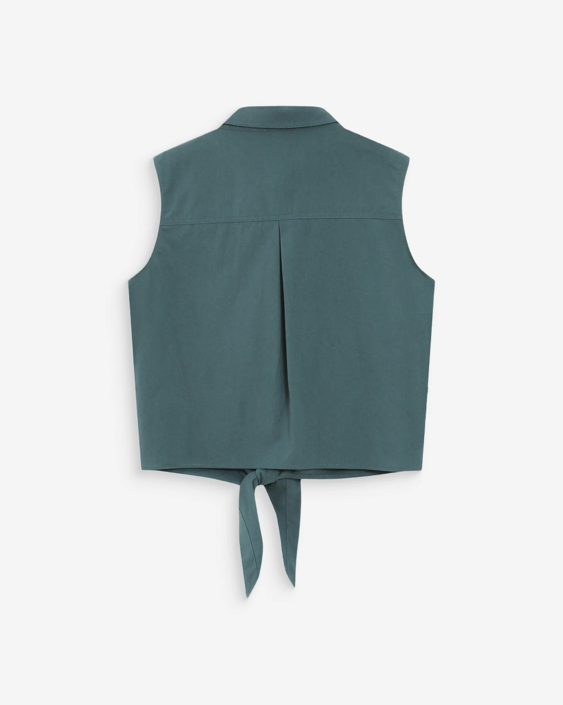 Chemise cintrée en coton à nouer devant emeraude Vero