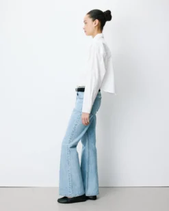 Chemise courte oversize en coton ivoire Azelle