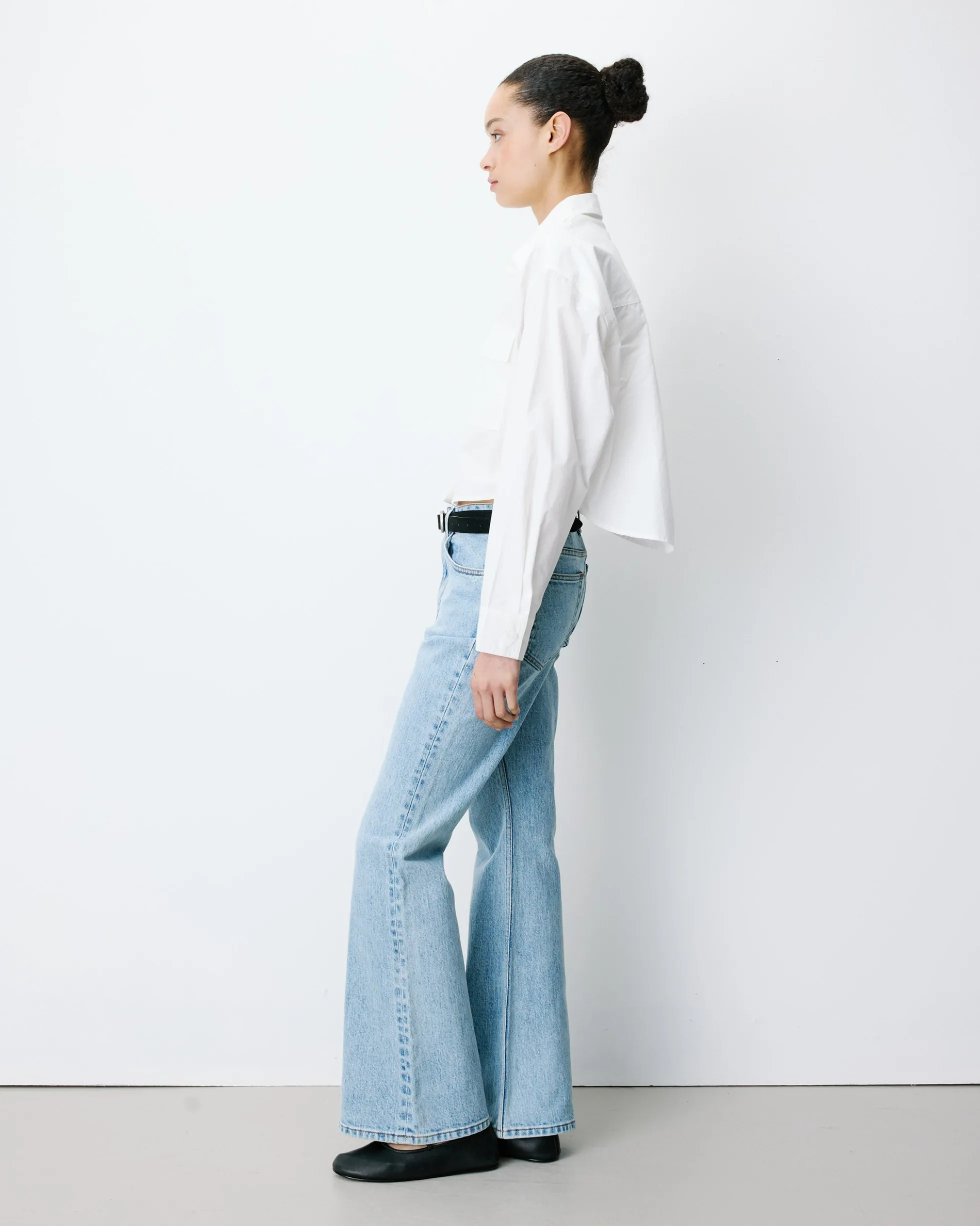 Chemise courte oversize en coton ivoire Azelle