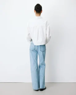 Chemise courte oversize en coton ivoire Azelle