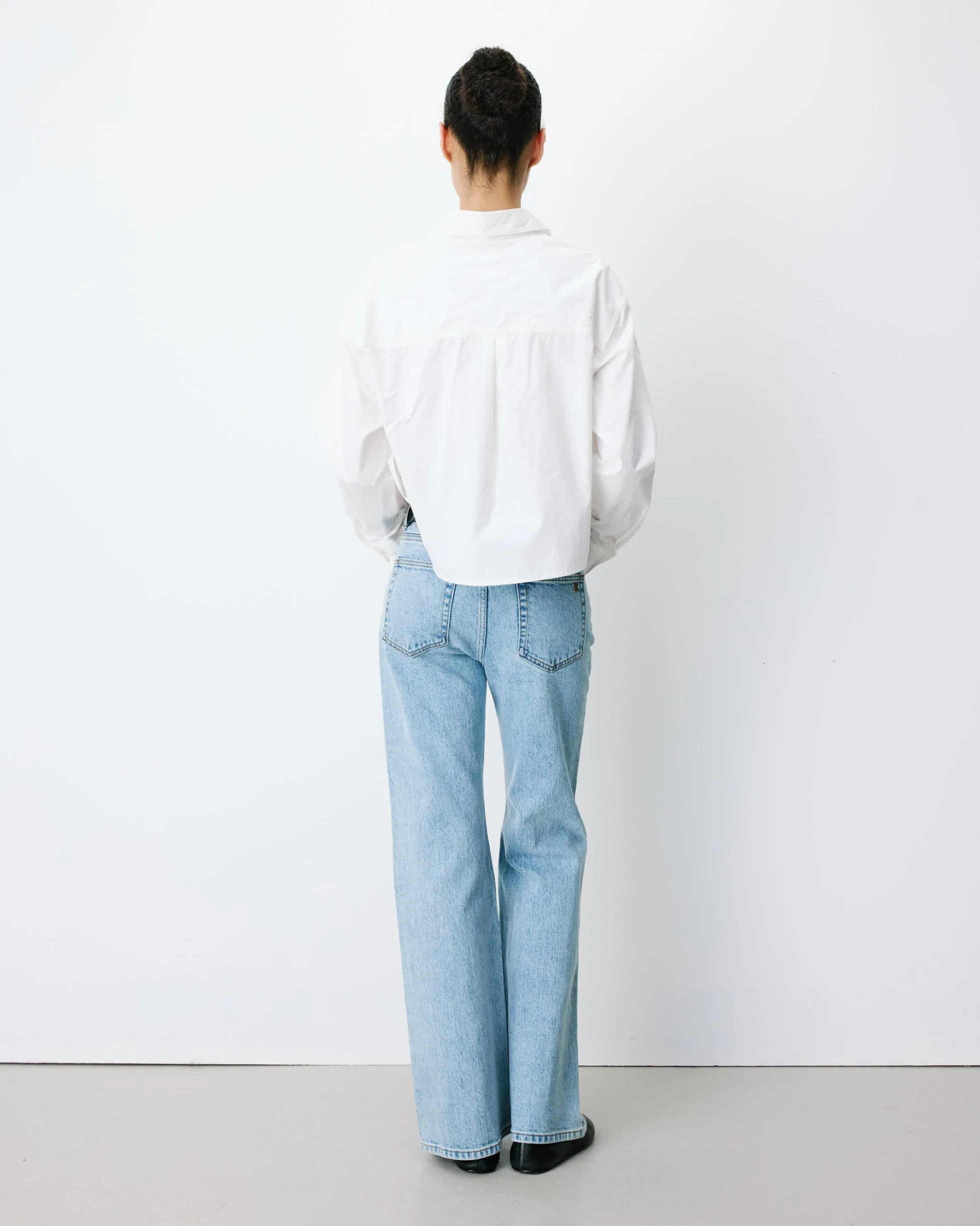 Chemise courte oversize en coton ivoire Azelle