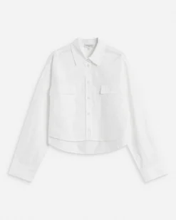 Chemise courte oversize en coton ivoire Azelle