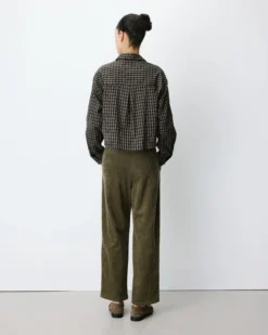 Chemise courte oversize en coton à carreaux noir Azelle