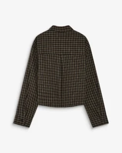 Chemise courte oversize en coton à carreaux noir Azelle