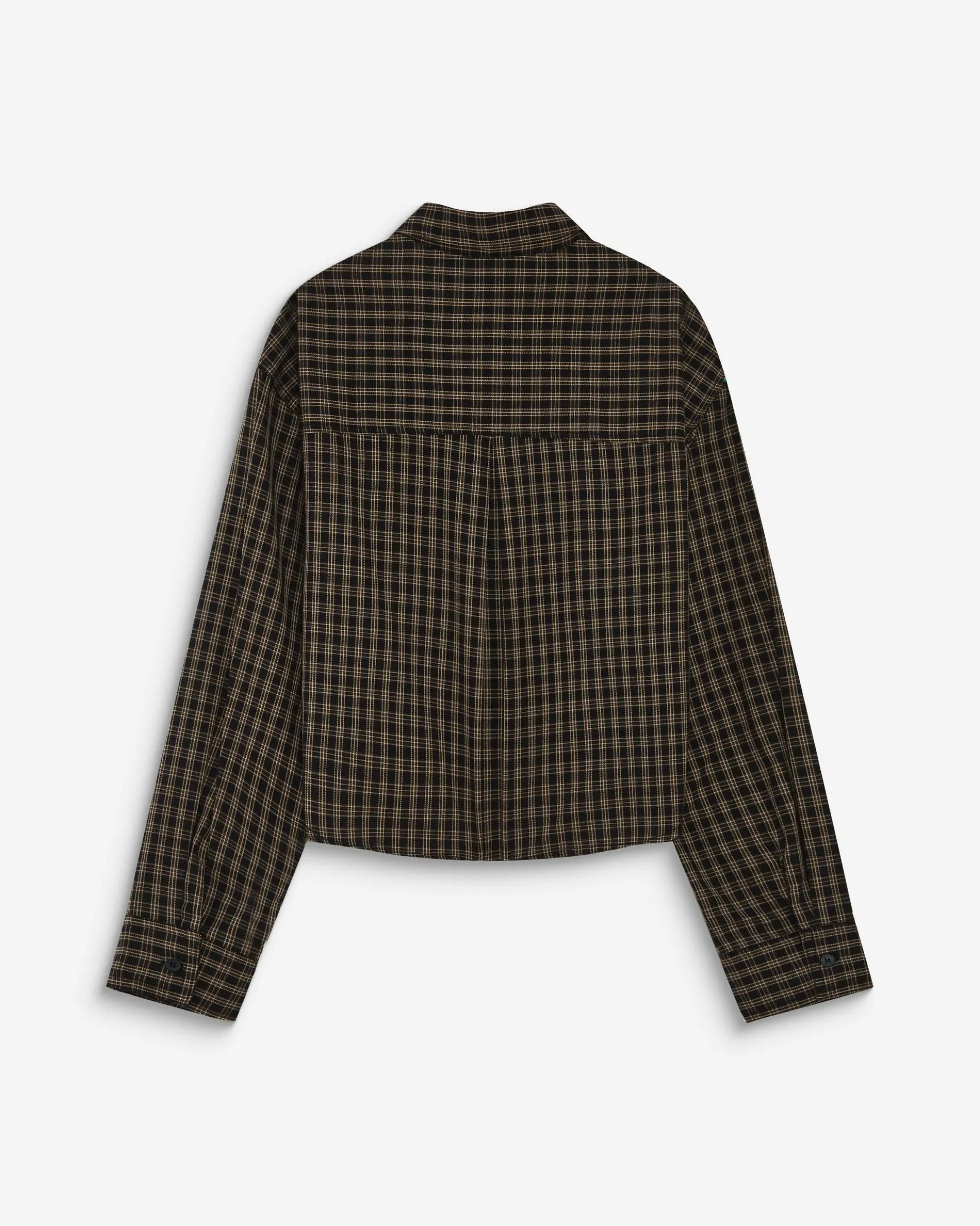 Chemise courte oversize en coton à carreaux noir Azelle