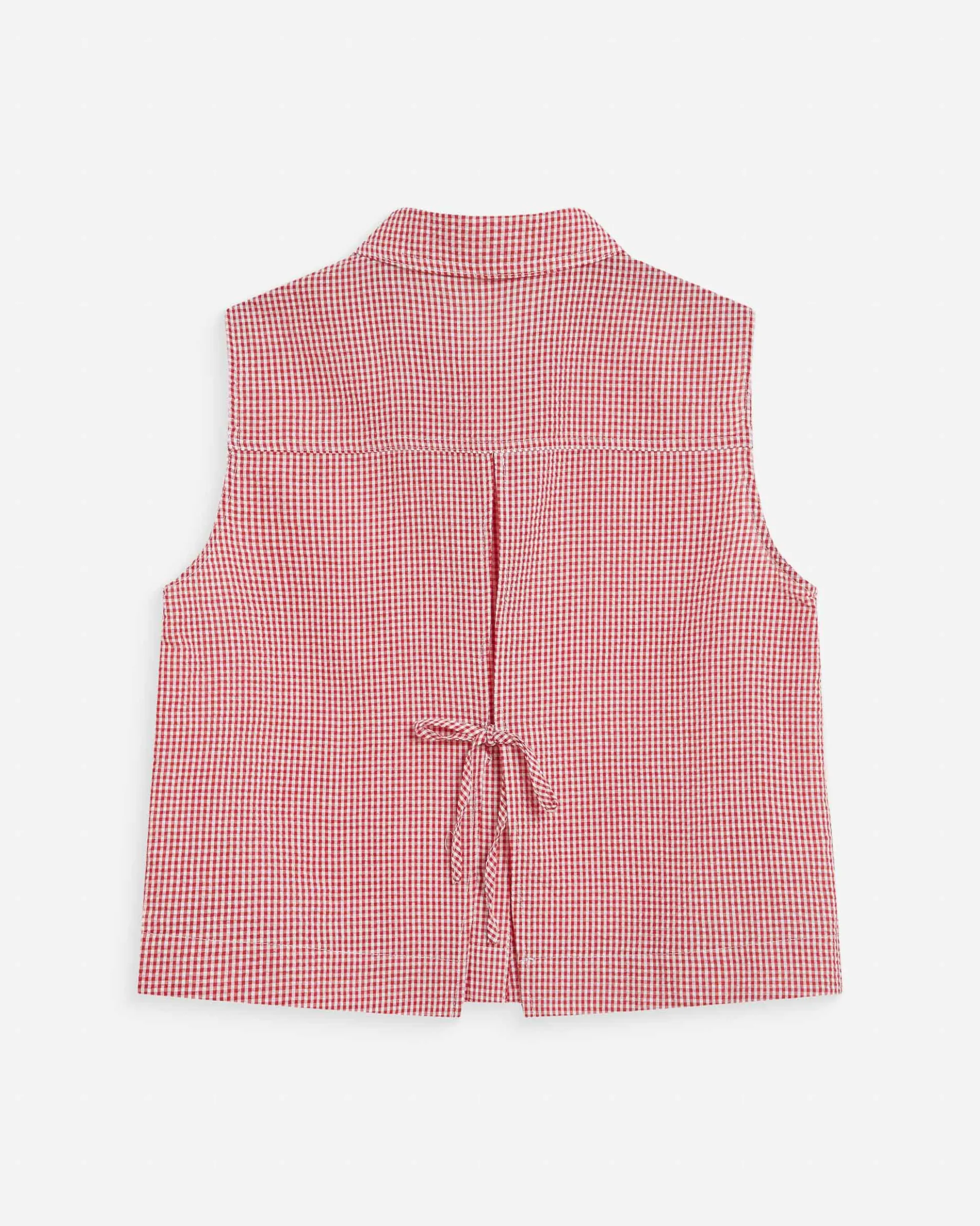 Chemise en coton vichy sans manches rouge Windell