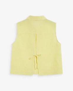Chemise en coton vichy sans manches jaune Windell