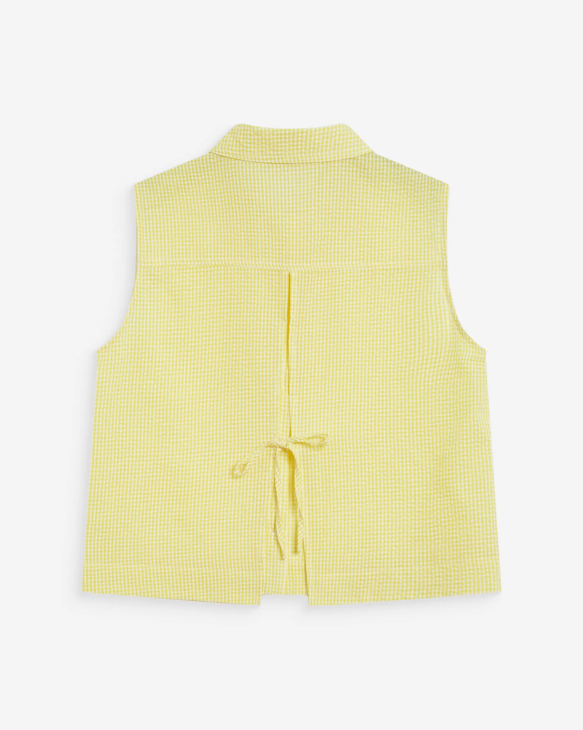 Chemise en coton vichy sans manches jaune Windell