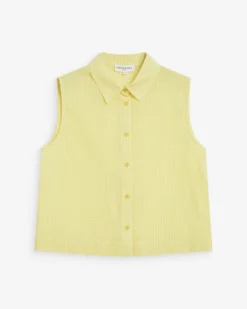 Chemise en coton vichy sans manches jaune Windell