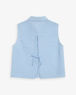 Chemise en coton vichy sans manches ciel Windell