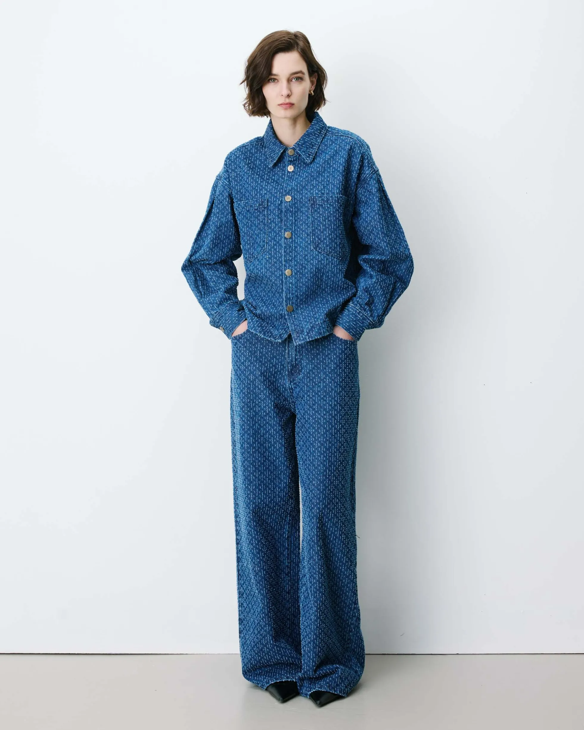 Chemise en denim à motif mediumblue Adriana
