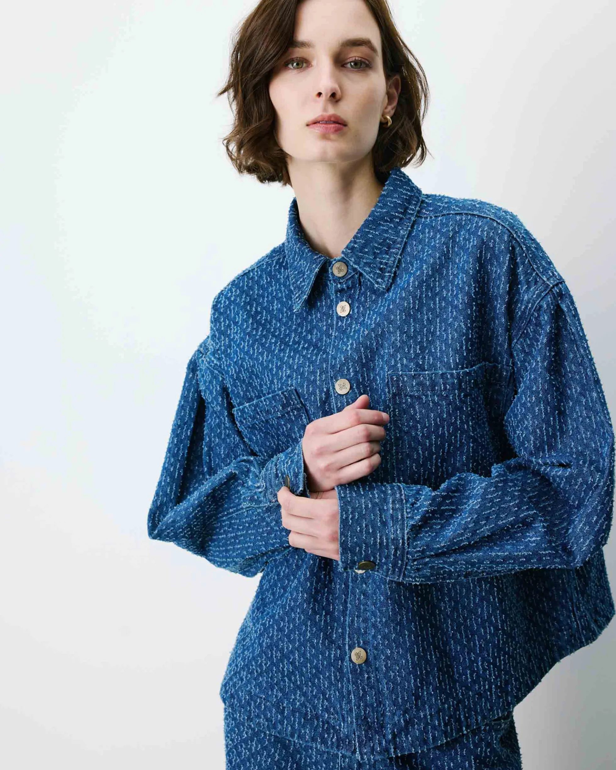 Chemise en denim à motif mediumblue Adriana
