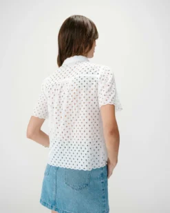 Chemise en dentelle manches courtes white Waverine