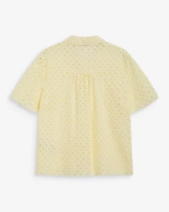 Chemise en dentelle manches courtes jaune Waverine