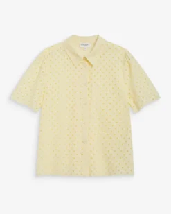 Chemise en dentelle manches courtes jaune Waverine