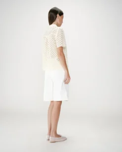 Chemise en dentelle manches courtes jaune Waverine