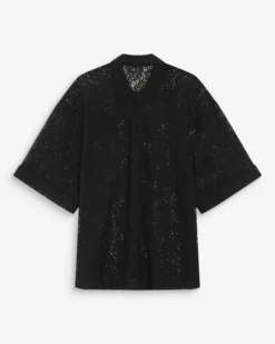 Chemise en dentelle transparente manches 3/4 noir Vendel
