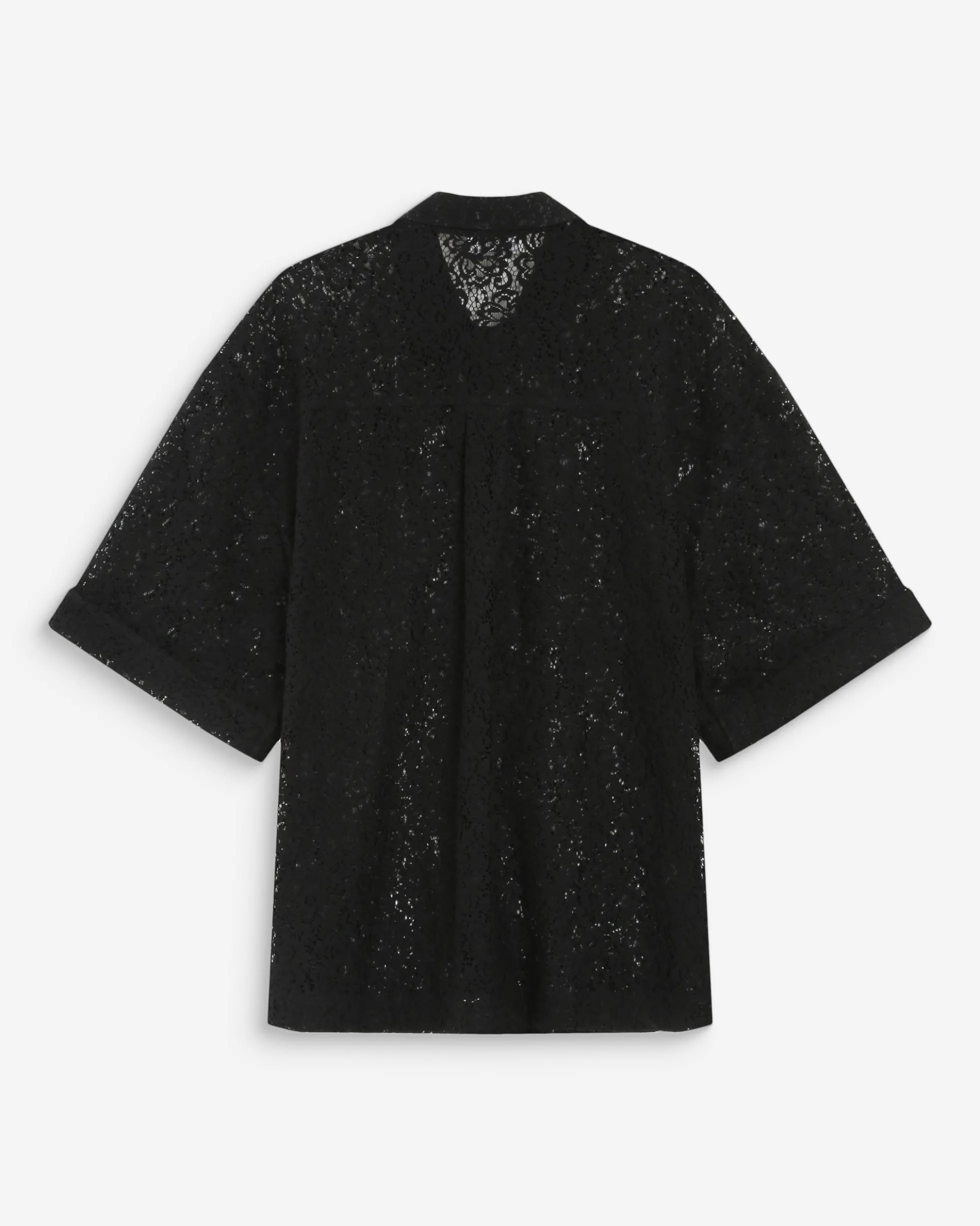 Chemise en dentelle transparente manches 3/4 noir Vendel