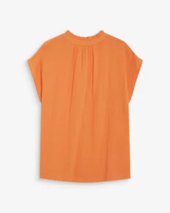 Chemise en gaze de coton manches courtes orange Wesra