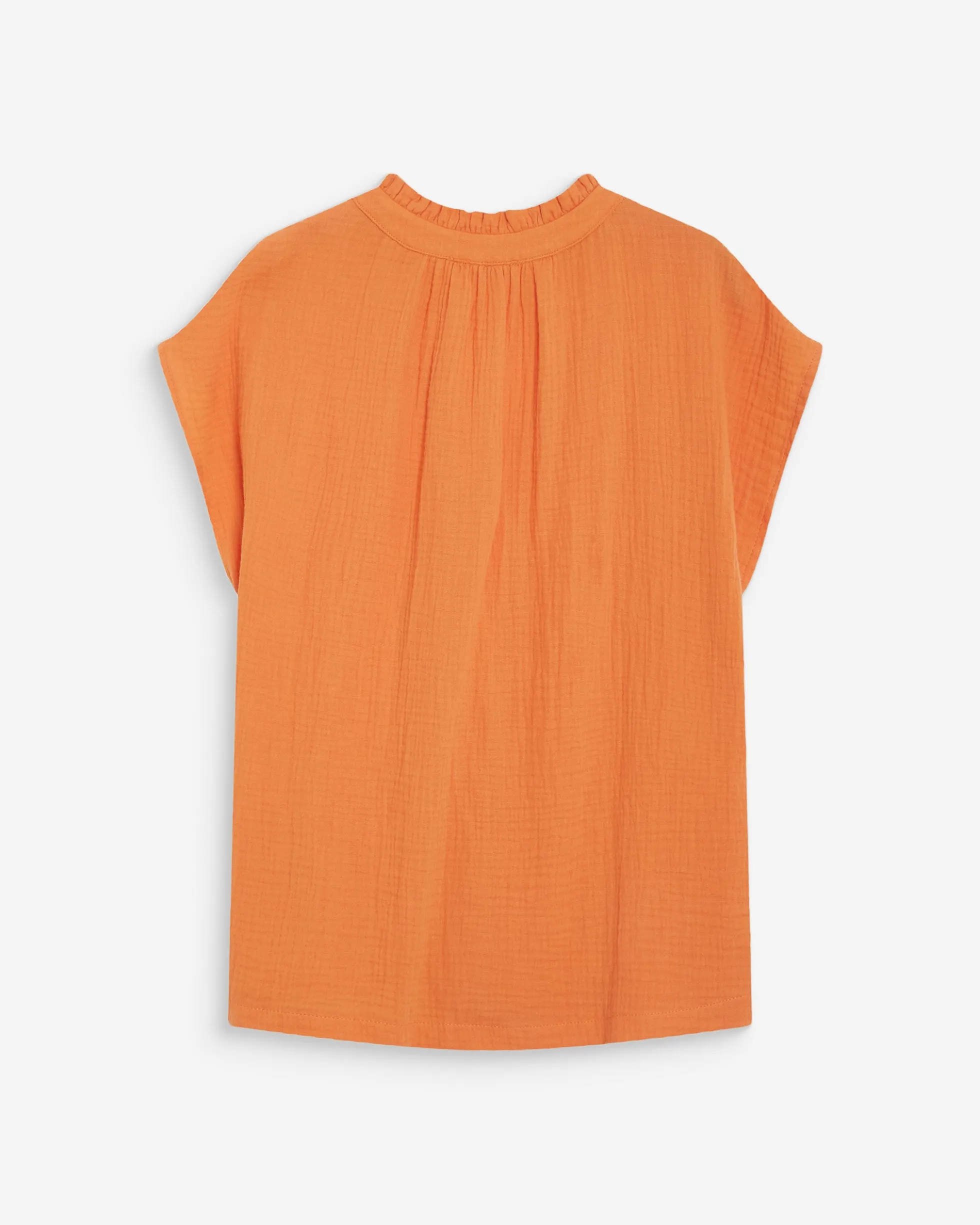 Chemise en gaze de coton manches courtes orange Wesra