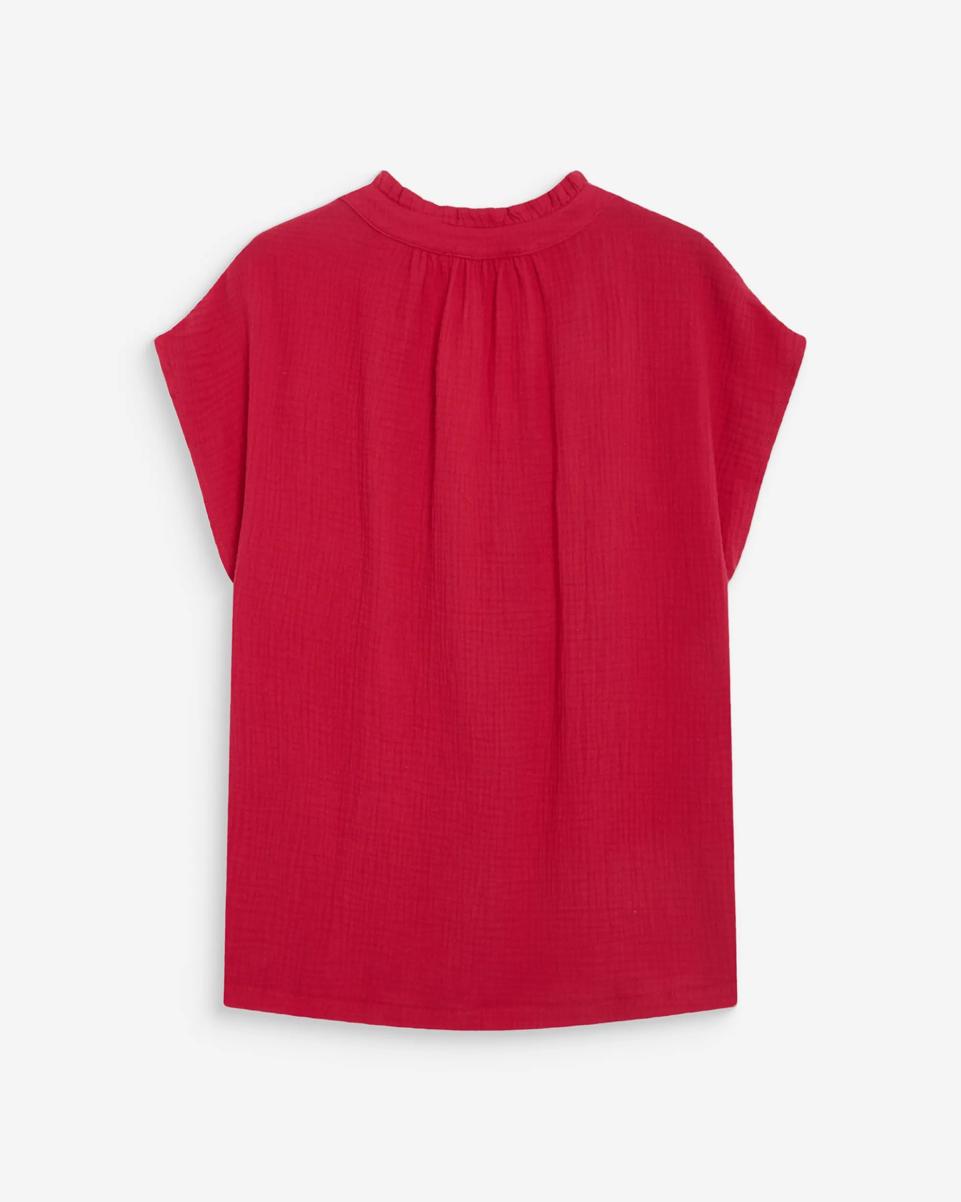 Chemise en gaze de coton manches courtes fuchsia Wesra