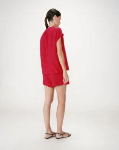Chemise en gaze de coton manches courtes fuchsia Wesra
