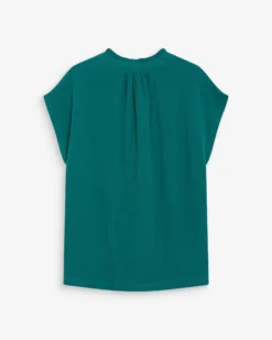 Chemise en gaze de coton manches courtes emeraude Wesra