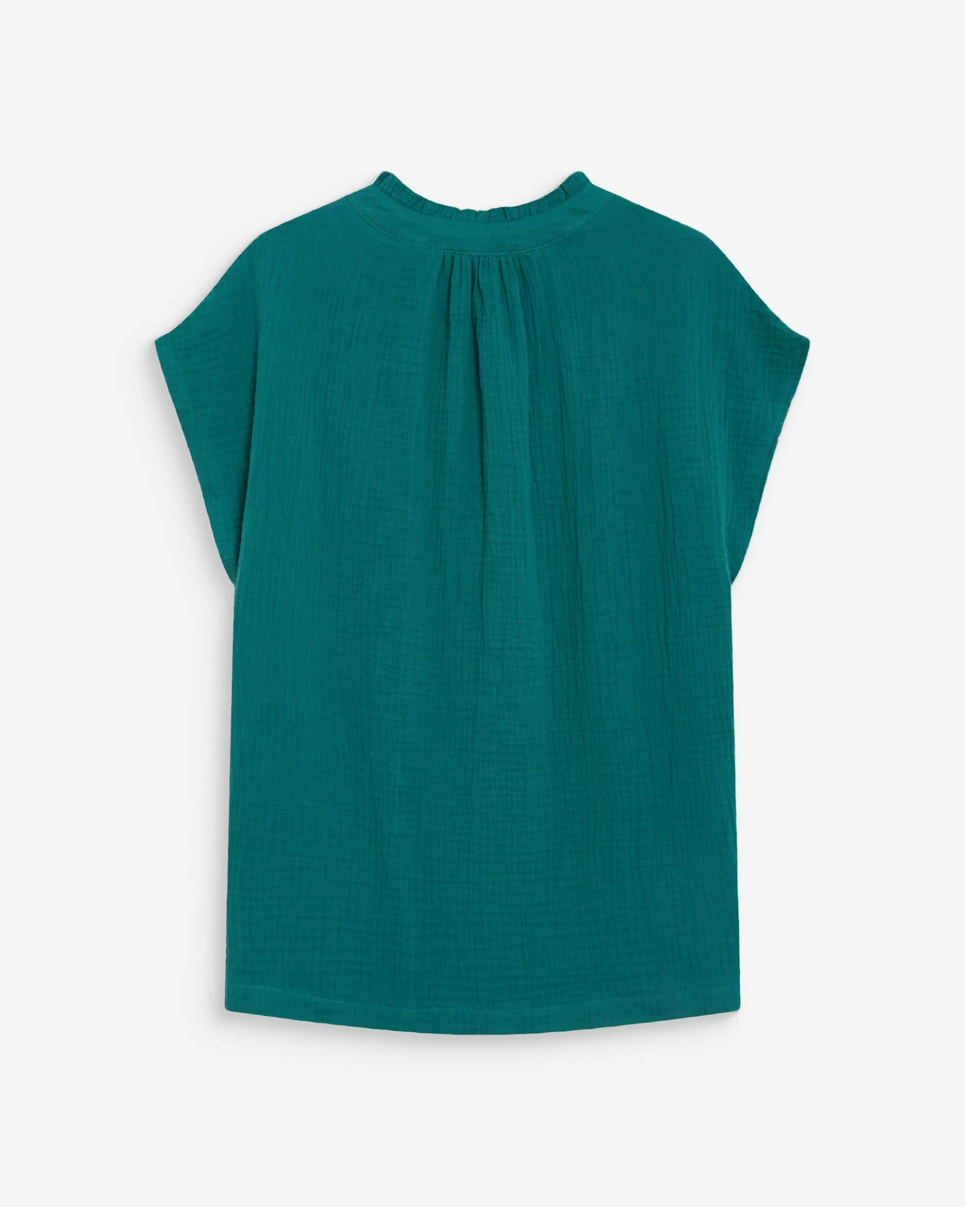 Chemise en gaze de coton manches courtes emeraude Wesra