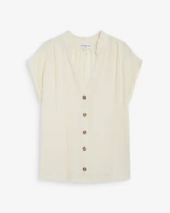 Chemise en gaze de coton manches courtes ecru Wesra