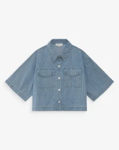 Chemise en jean courte oversize stripedblue Vita