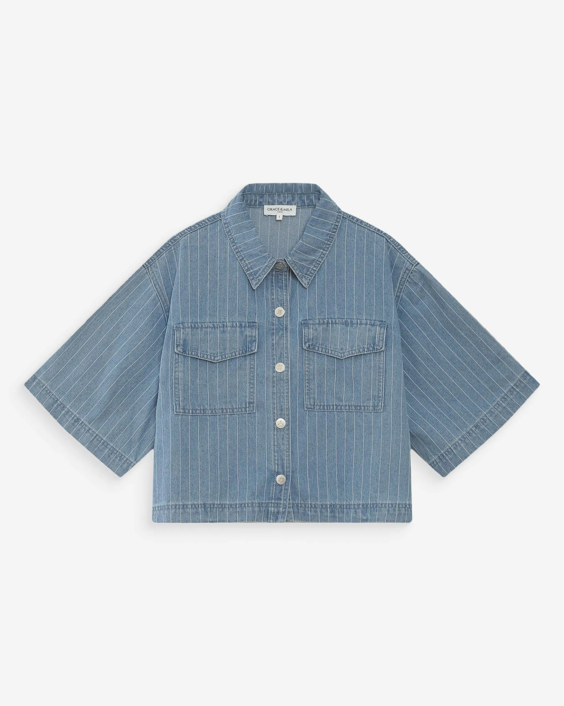 Chemise en jean courte oversize stripedblue Vita