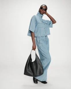 Chemise en jean courte oversize stripedblue Vita