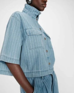 Chemise en jean courte oversize stripedblue Vita