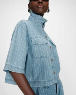 Chemise en jean courte oversize stripedblue Vita