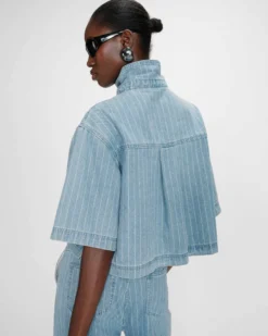Chemise en jean courte oversize stripedblue Vita