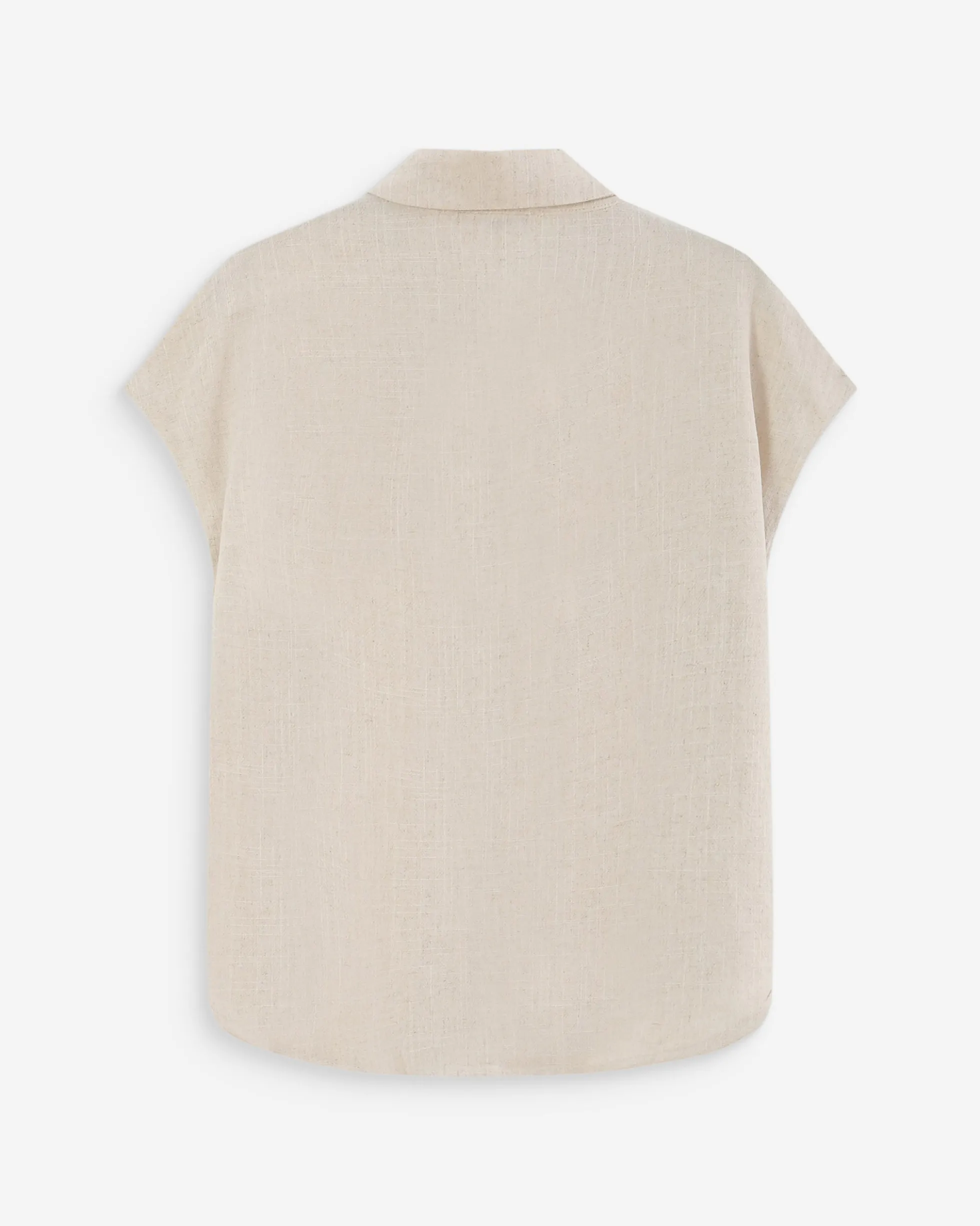 Chemise en lin fluide manches courtes sable Perez