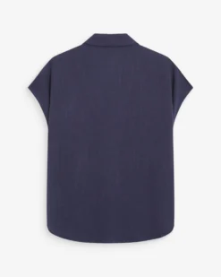 Chemise en lin fluide manches courtes marine Perez